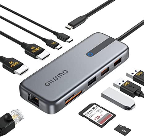 GIISSMO 10-in-1 USB C Docking Station Dual Monitor