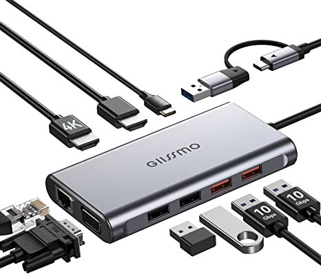 GIISSMO 9-in-1 USB Docking Station Triple Display